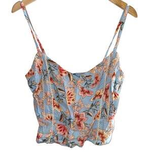NWT Lush Boho Coquette Floral Ruffle Crop Top Fairy Cottage M Summer Festival